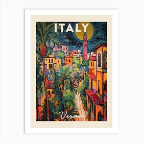 Verona Italy 4 Fauvist Painting Travel Poster Art Print