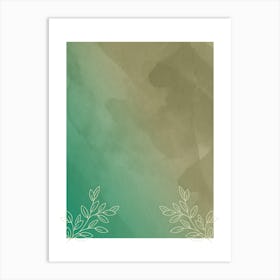 Watercolor Background With Leaves Art Print