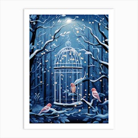 Birdcage In The Winter Forest 3 Art Print
