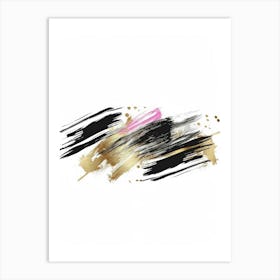 Gold And Black Brush Strokes 15 Art Print