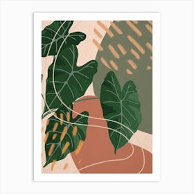 Abstract Shapes Philodendron Plant Art Print