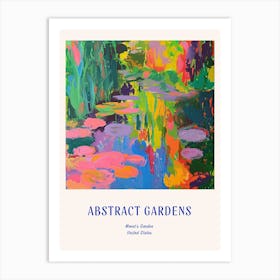 Colourful Gardens Monets Garden Usa 2 Blue Poster Art Print