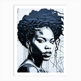 Graffiti Mural Of Beautiful Black Woman 82 Art Print