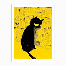 Cat With Papers Art Print