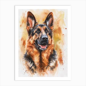 German Shepherd Watercolor Painting 2 Art Print