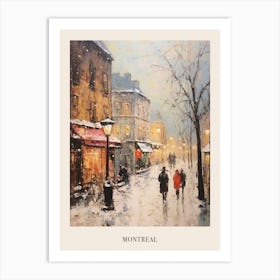 Vintage Winter Painting Poster Montreal Canada Art Print