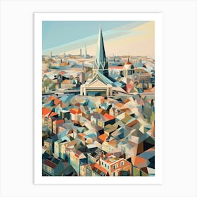 Antwerp, Belgium, Geometric Illustration 2 Art Print