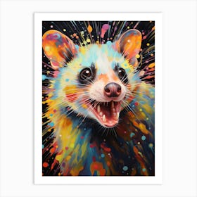  A Curious Possum Vibrant Paint Splash 3 Art Print