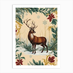 Deer In Winter 1 Style William Morris Art Print