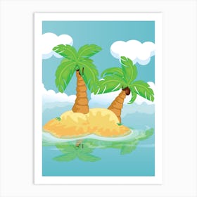 Island With Palm Trees Art Print