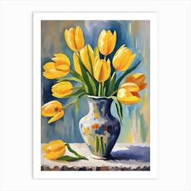 Yellow Tulips in a Vase Art Print