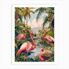 Greater Flamingo Italy Tropical Illustration 5 Art Print