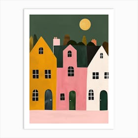 Houses At Night Art Print