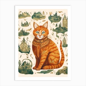 Ginger Cat & Medieval Castles 5 Art Print