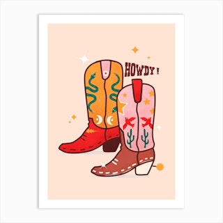 Howdy! Cowboy Boots Art Print