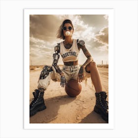 Basketball Girl In The Desert Art Print