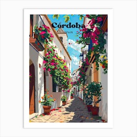 Cordoba Spain Streetview Travel Illustration Art Print