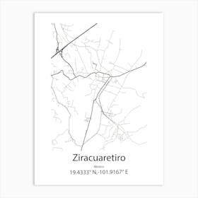 Ziracuaretiro,Mexico Minimalist Map Art Print