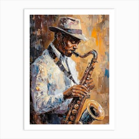 Saxophone Player. Stylish Jazz Band Playing Music Art Print