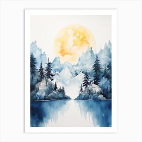 Watercolour Of Jiuzhaigou Valley   China 0 Art Print