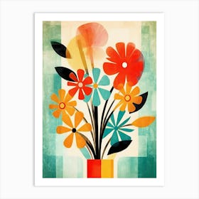 Colorful Flowers In A Vase Art Print