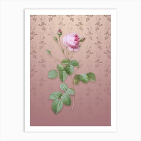 Vintage Provence Rose Botanical on Dusty Pink Pattern n.0145 Art Print