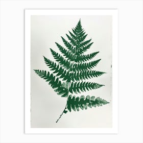 Green Ink Painting Of A Royal Fern 2 Art Print