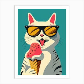Cat With Ice Cream Cone Art Print