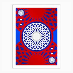 Geometric Abstract Glyph in White on Red and Blue Array n.0032 Art Print
