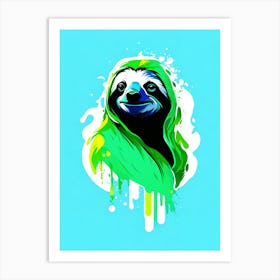 Sloth Graffiti Painted Illustration 1 Art Print