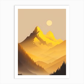 Misty Mountains Vertical Composition In Yellow Tone 24 Art Print