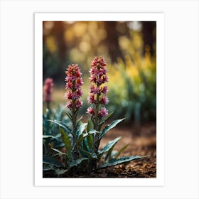 Pink Flowers In The Garden Art Print