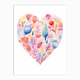 Shell Heart Rainbow Detailed Heart 2 Art Print