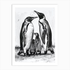 King Penguin Feeding Their Chicks 2 Art Print