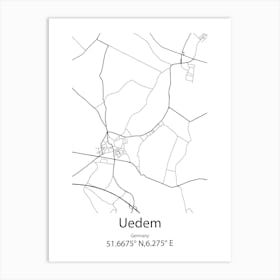 Uedem,Germany Minimalist Map Art Print