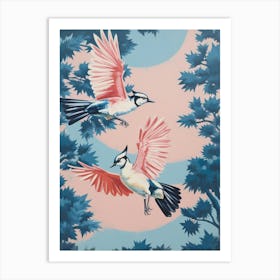 Vintage Japanese Inspired Bird Print Blue Jay 4 Art Print