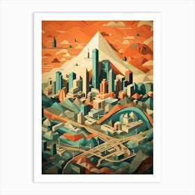 Los Angeles, Us, Geometric Illustration 3 Art Print