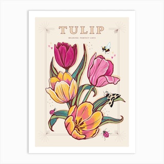 Tulip On Cream Art Print