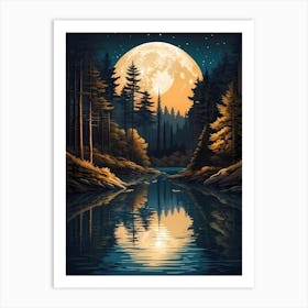 Full Moon In The Forest 2 Art Print