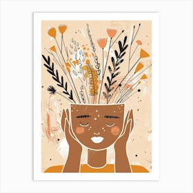 Flower Bouquet In The Head Art Print