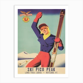 Ski Pico Peak Vermont Vintage Ski Poster Art Print