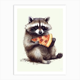 Raccoon Eating Pizza 3 Art Print