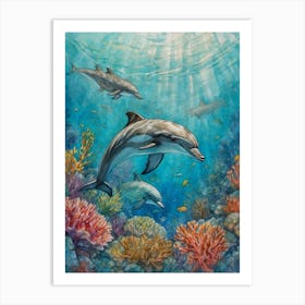 Dolphins In The Ocean Art Print
