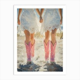 Cowgirls On The Beach Art Print