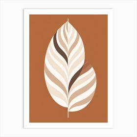 Leaf on orange Art Print