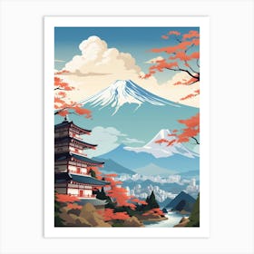 Mountains And Hot Springs Japanese Style Illustration 12 Art Print
