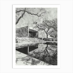 Memorial Museum Austin Texas Black And White Drawing 3 Art Print