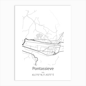 Pontassieve,Italy Minimalist Map Art Print