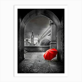 Red Umbrella In London Art Print