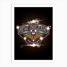 New Orleans Pelicans Neon Art Print